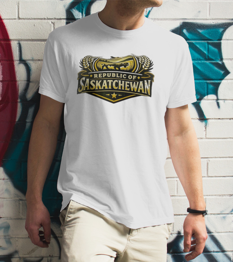 Republic Of Saskatchewan Wheat And Lion T-Shirt