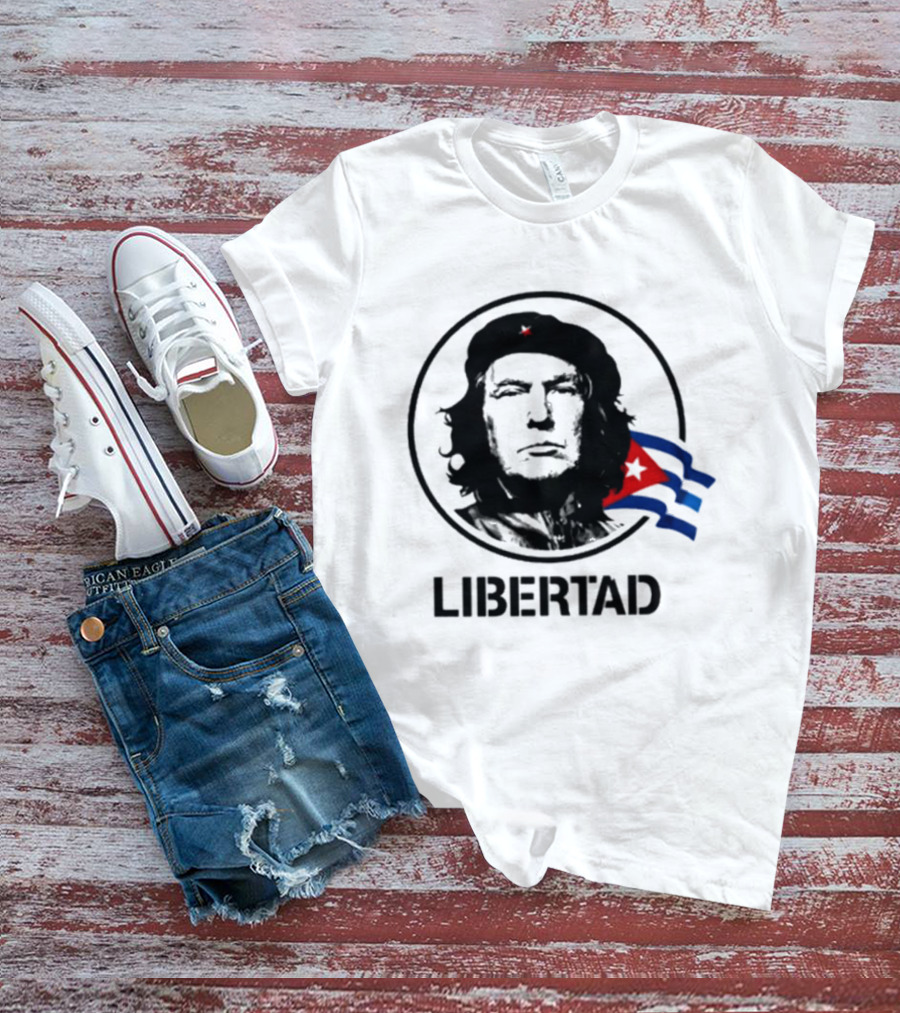Donald Trump Che Guevara Fusion LIBERTAD Flag Icon Visual T-Shirt