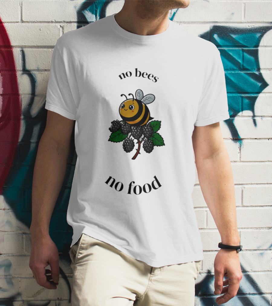 No Bees No Food Cute Bee On Leaf T-Shirt