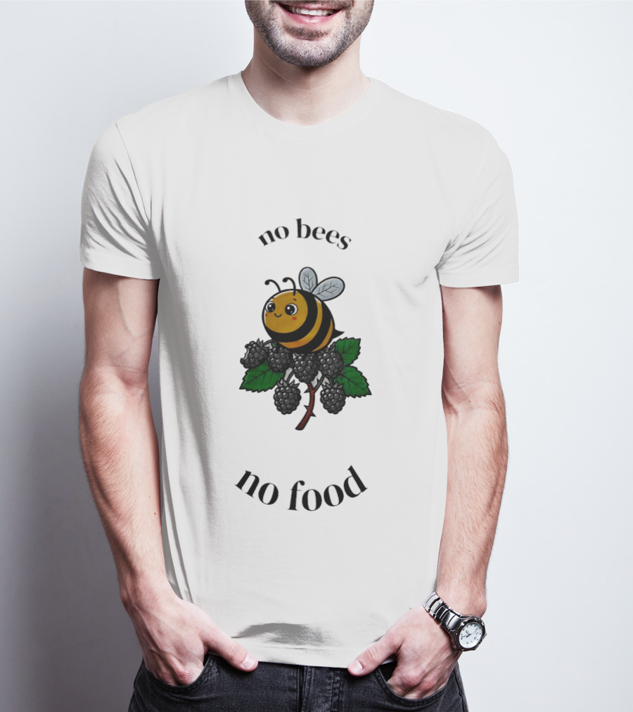 No Bees No Food Cute Bee On Leaf T-Shirt