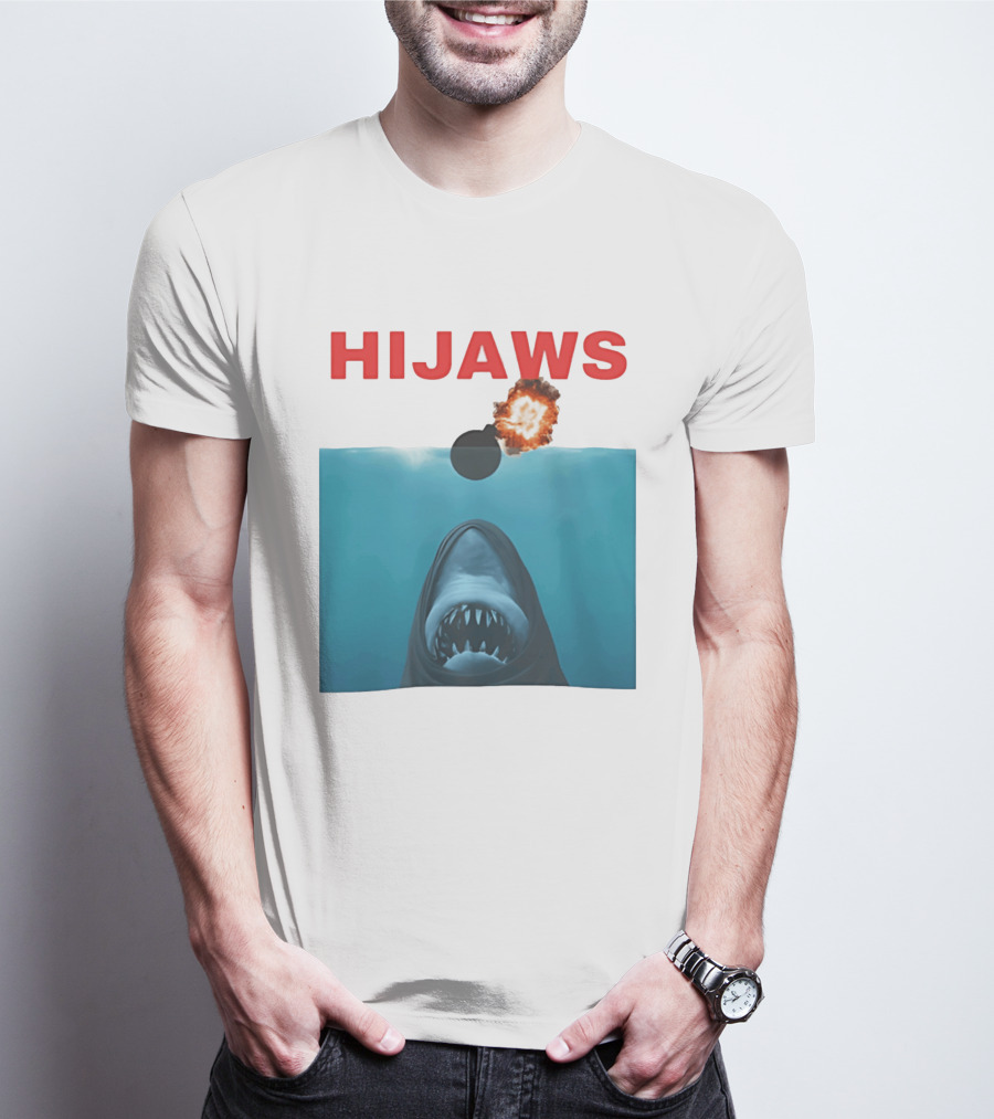 HIJAWS Jaws Bomb Explosion With Shark T-Shirt