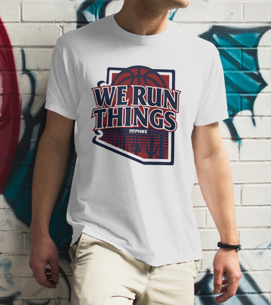 PHNX We Run Things Cactus Basketball Desert Scene T-Shirt