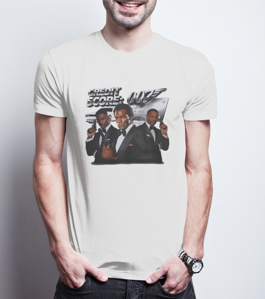 CREDIT SCORE 007 James Bond Style With Agents And Luxury Car T-Shirt