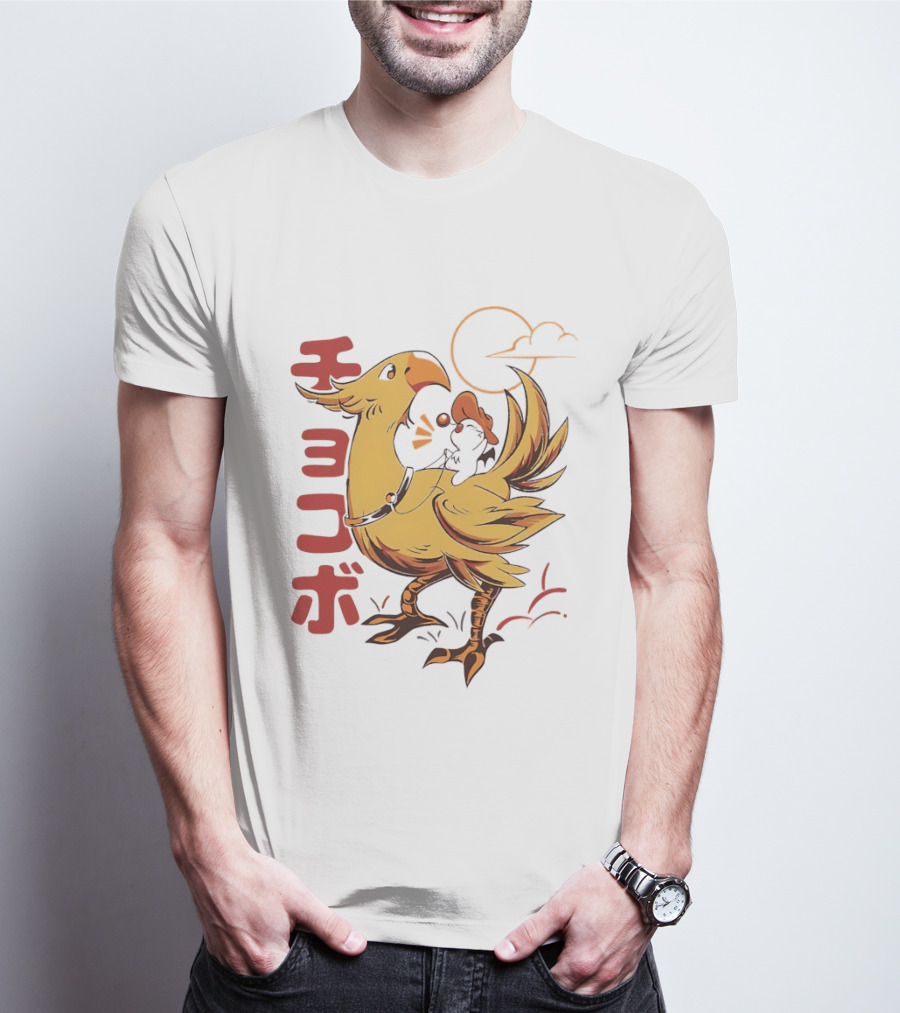 Kaweehaw Cowboy Moogle Riding Chocobo Retro Style Japanese T-Shirt