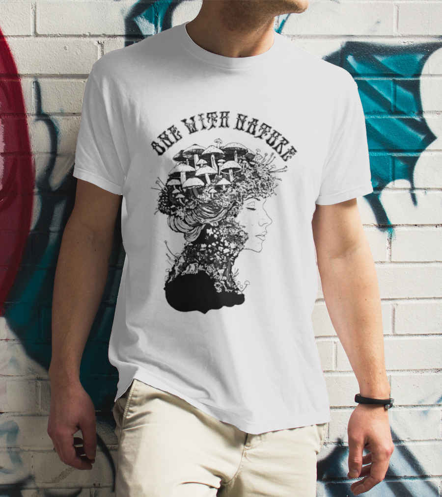 One With Nature Women Mushroom Psychedelic Fungi T-Shirt