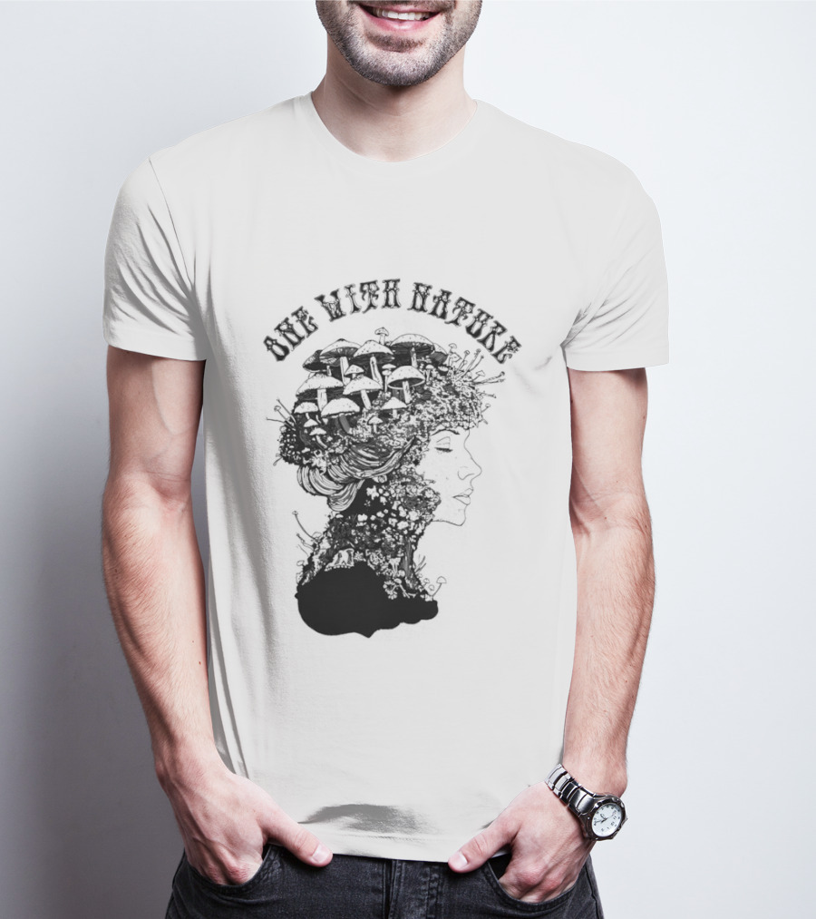 One With Nature Women Mushroom Psychedelic Fungi T-Shirt