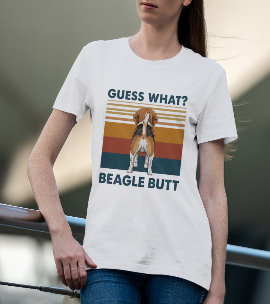 Guess What Beagle Butt Retro Stripes T-Shirt