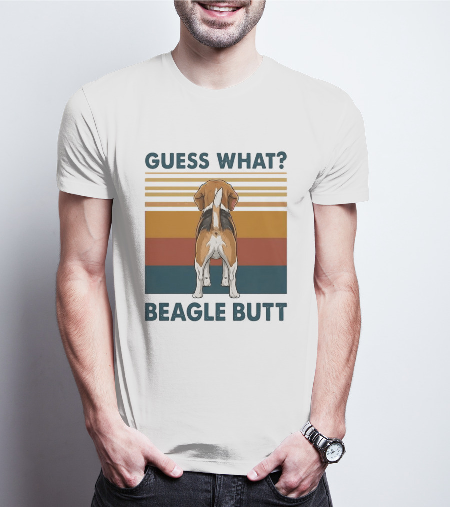 Guess What Beagle Butt Retro Stripes T-Shirt