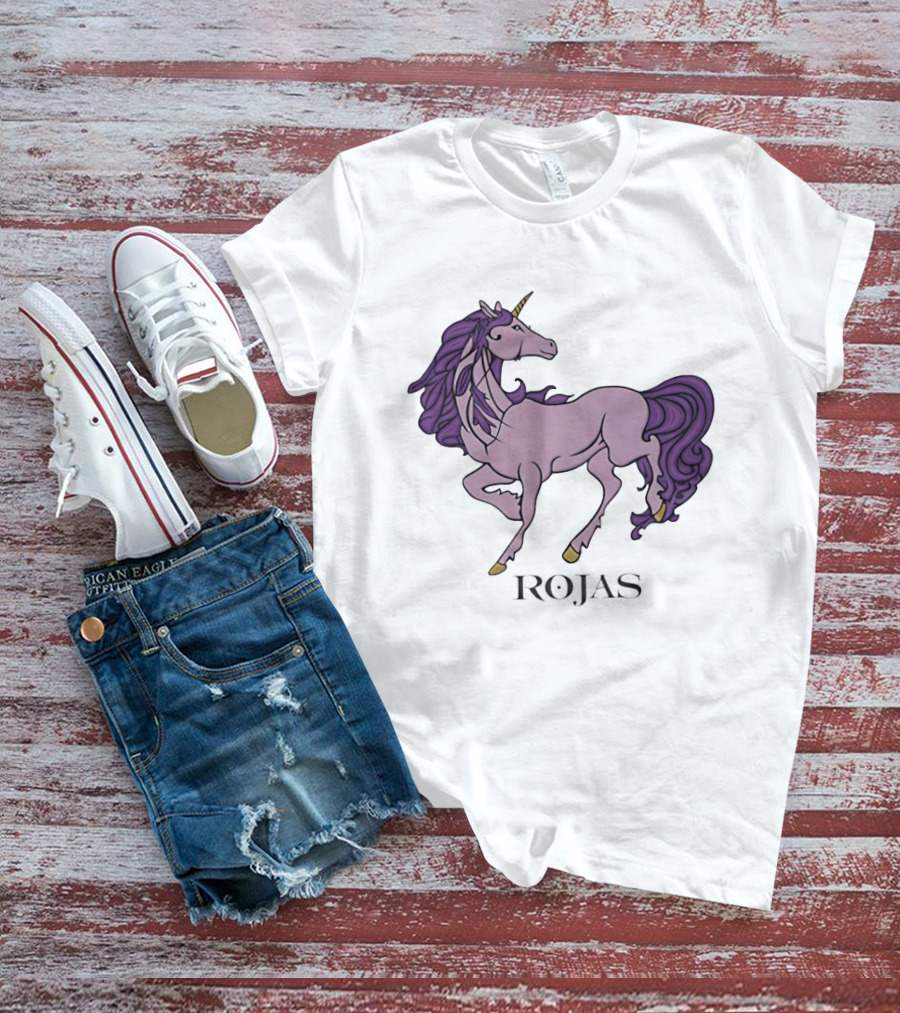 Rojas Pink Unicorn With Purple Mane T-Shirt