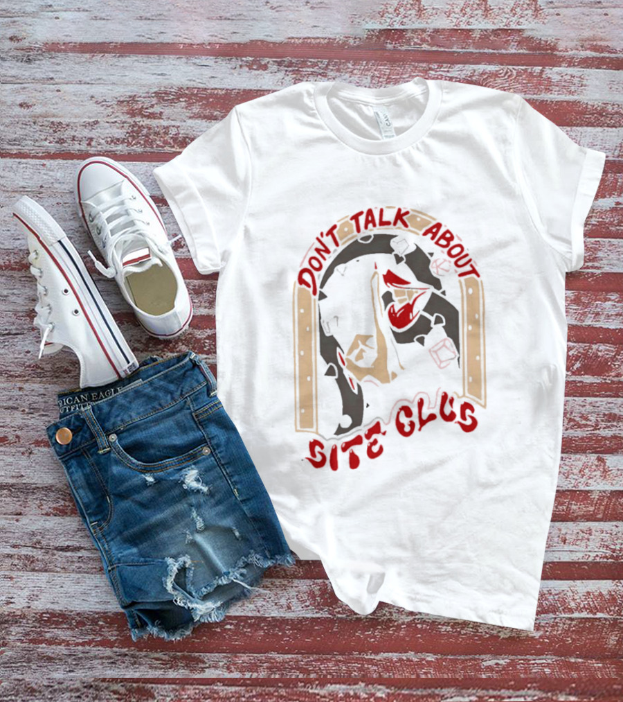 Don't Talk About Bite Club Sealed Lips Finger Gesture T-Shirt