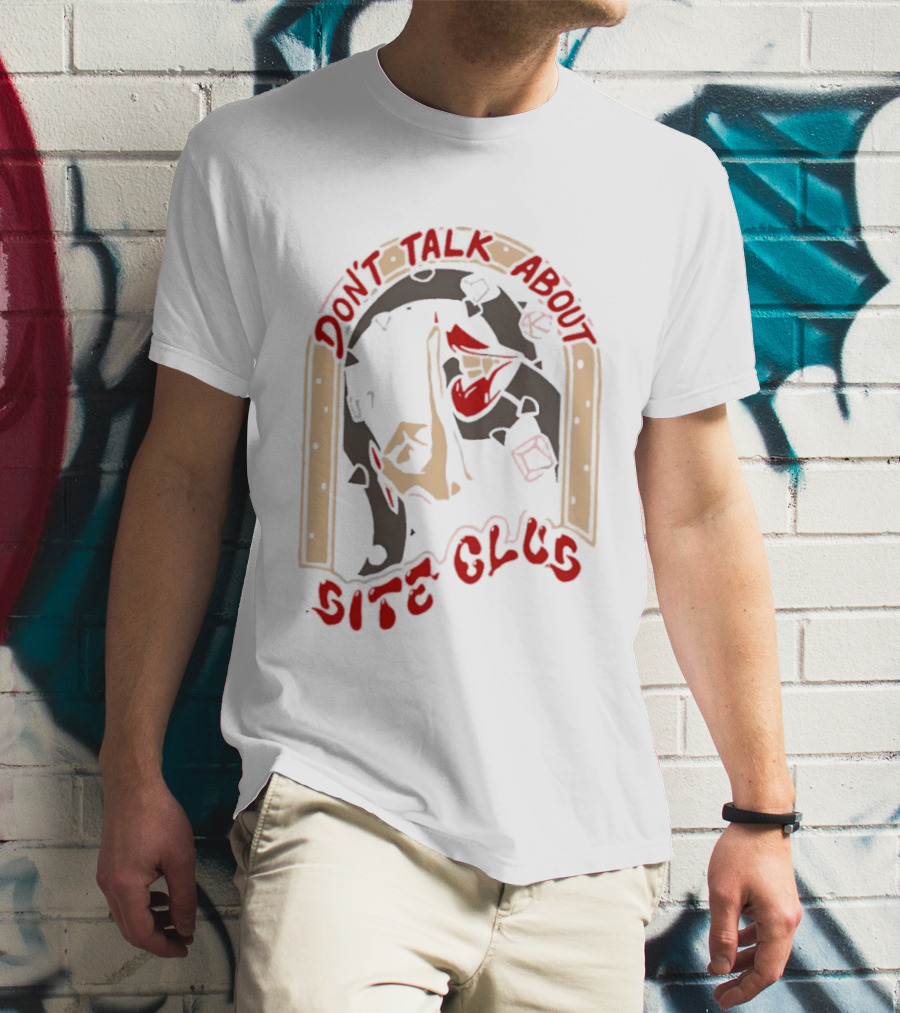 Don't Talk About Bite Club Sealed Lips Finger Gesture T-Shirt