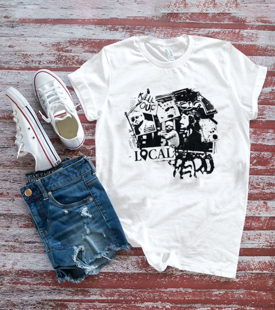 Kill Your Local Hero Revolver Collage Text Faces T-Shirt