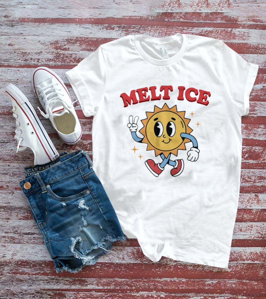 Melt ICE Peace Sign Sun Cartoon T-Shirt