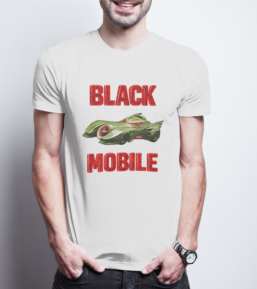 BLACK MOBILE Car Retro Inspired Vehicle T-Shirt