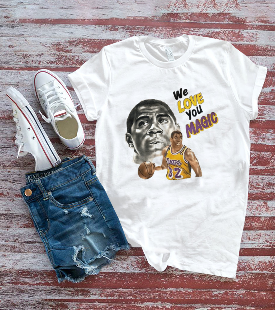 Los Angeles Lakers Magic Johnson We Love You Magic 32 Basketball Legend T-Shirt
