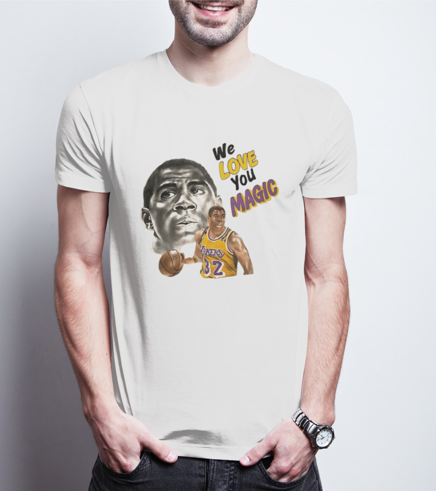 Los Angeles Lakers Magic Johnson We Love You Magic 32 Basketball Legend T-Shirt