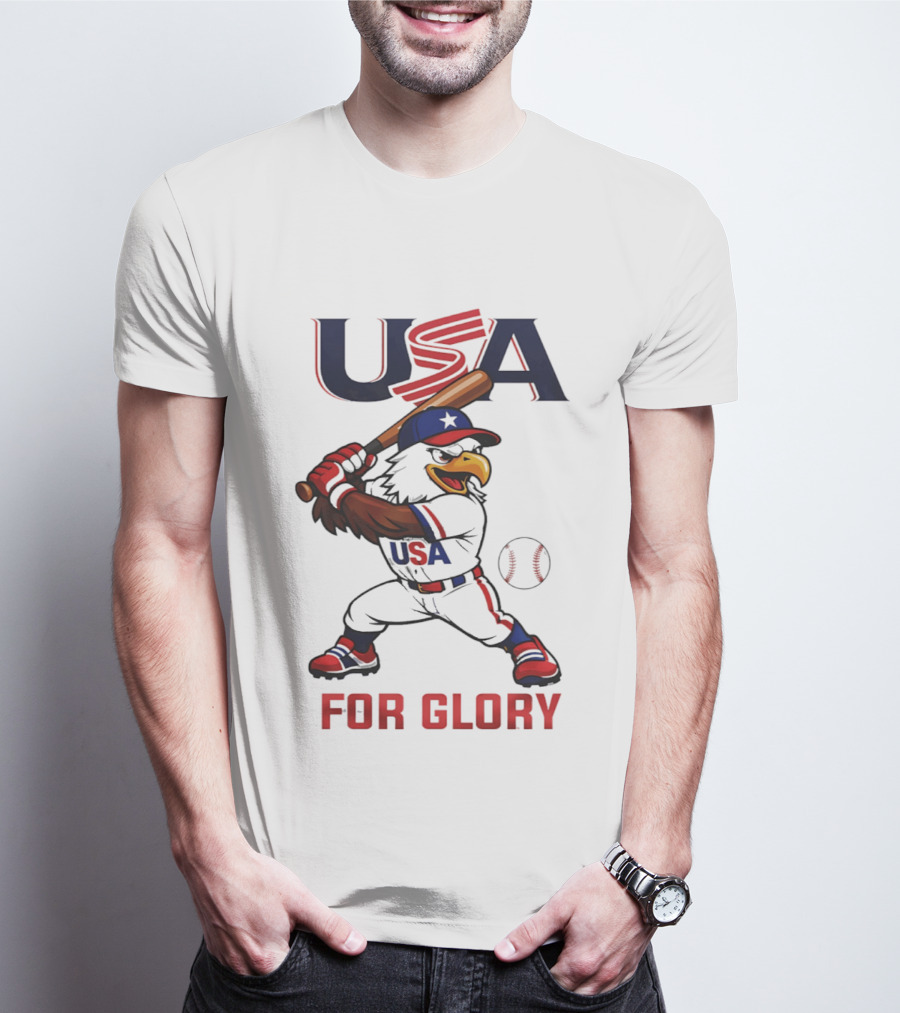 USA Baseball Eagle For Glory World US Baseball T-Shirt