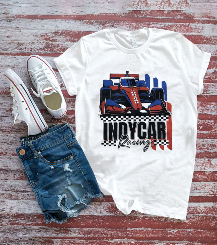 Indycar Racing Racecar Checkered Flags T-Shirt