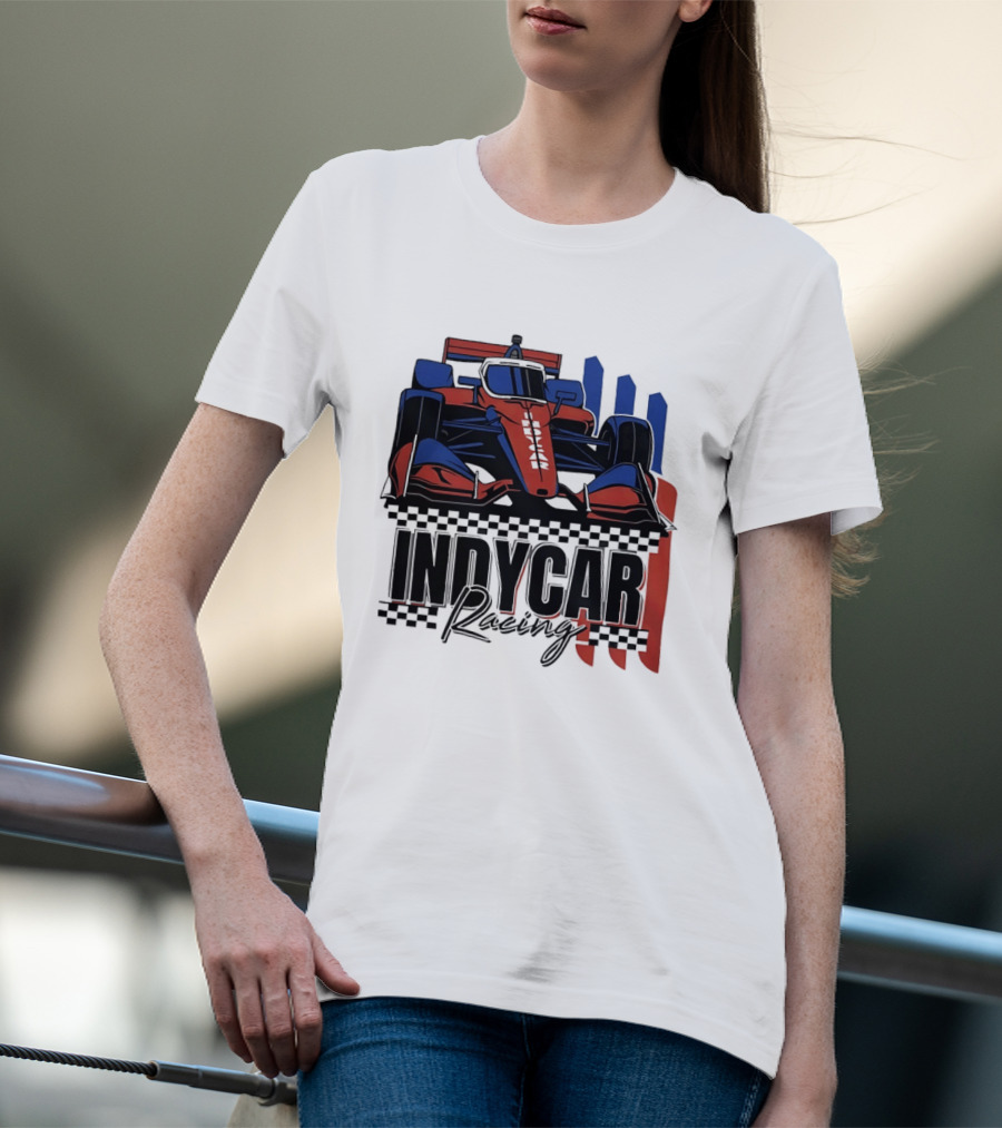 Indycar Racing Racecar Checkered Flags T-Shirt