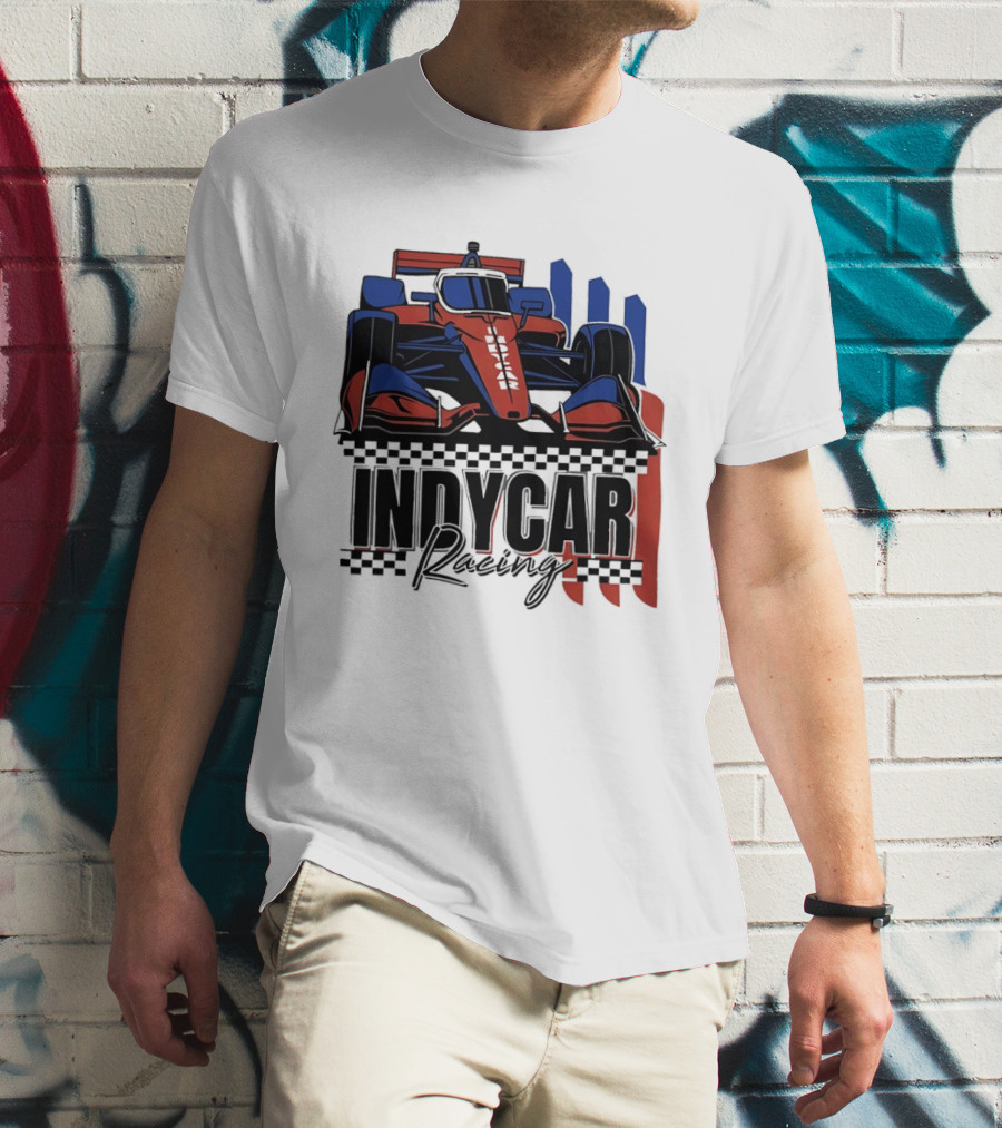 Indycar Racing Racecar Checkered Flags T-Shirt
