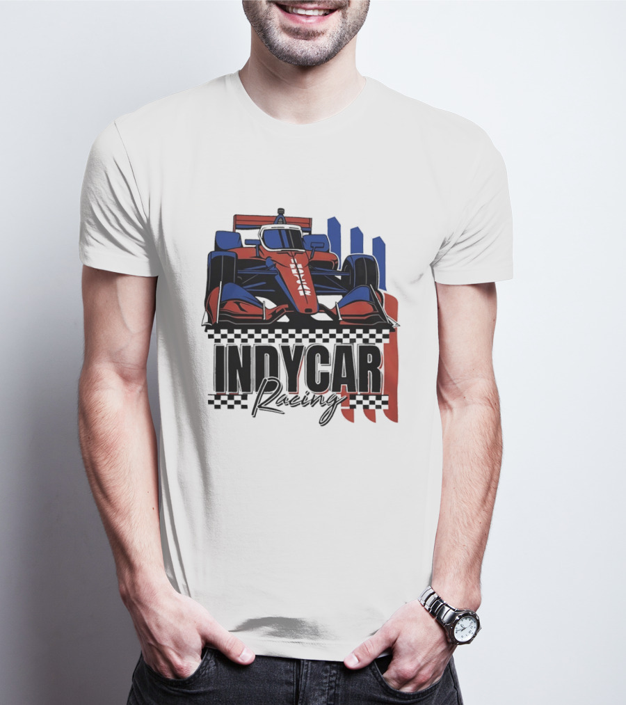 Indycar Racing Racecar Checkered Flags T-Shirt
