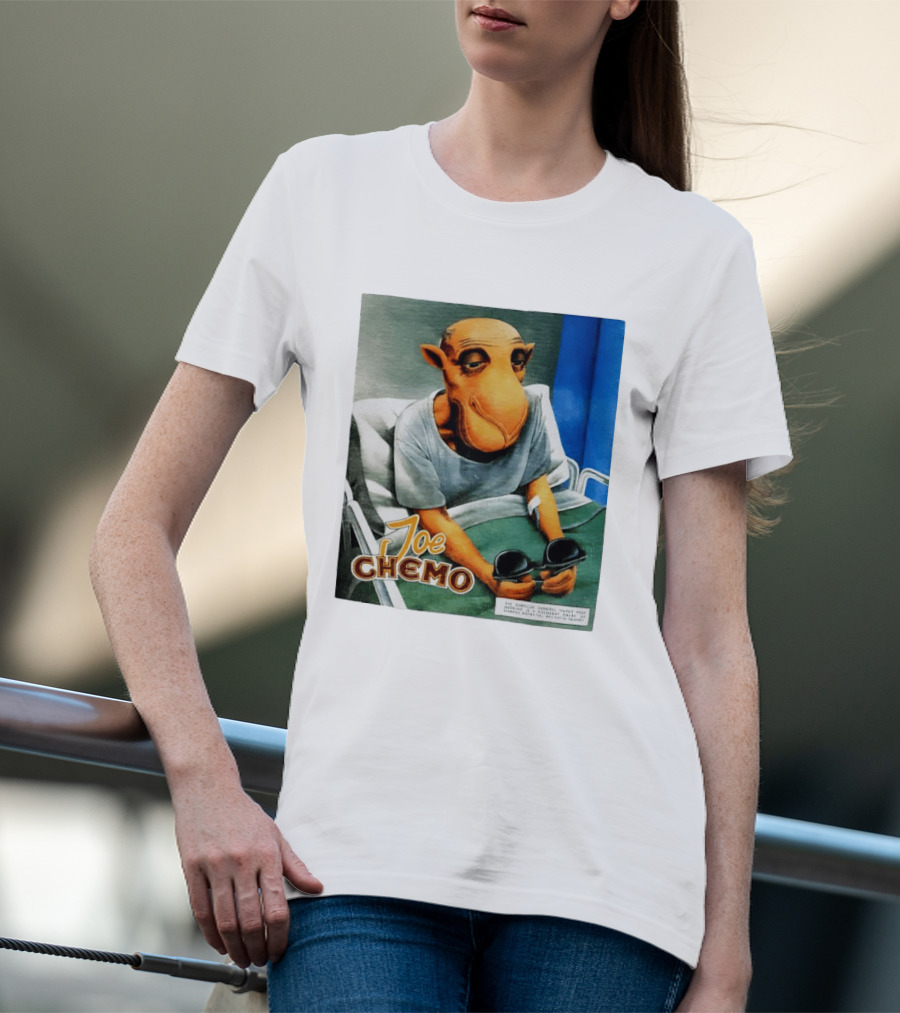 Joe Chemo Hospital Gown Character In Bed Holding Sunglasses T-Shirt
