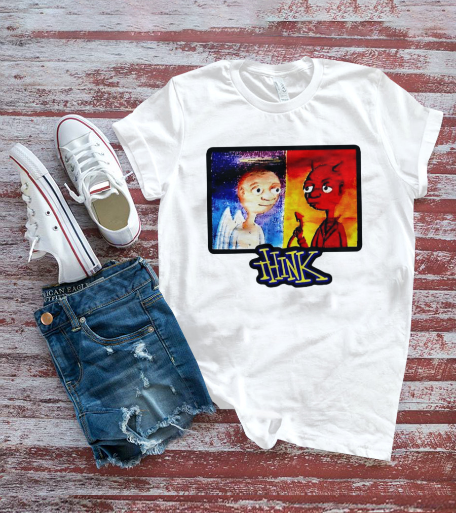 90s Classic Think Angel Vs Devil Cartoon TV Skateboard T-Shirt