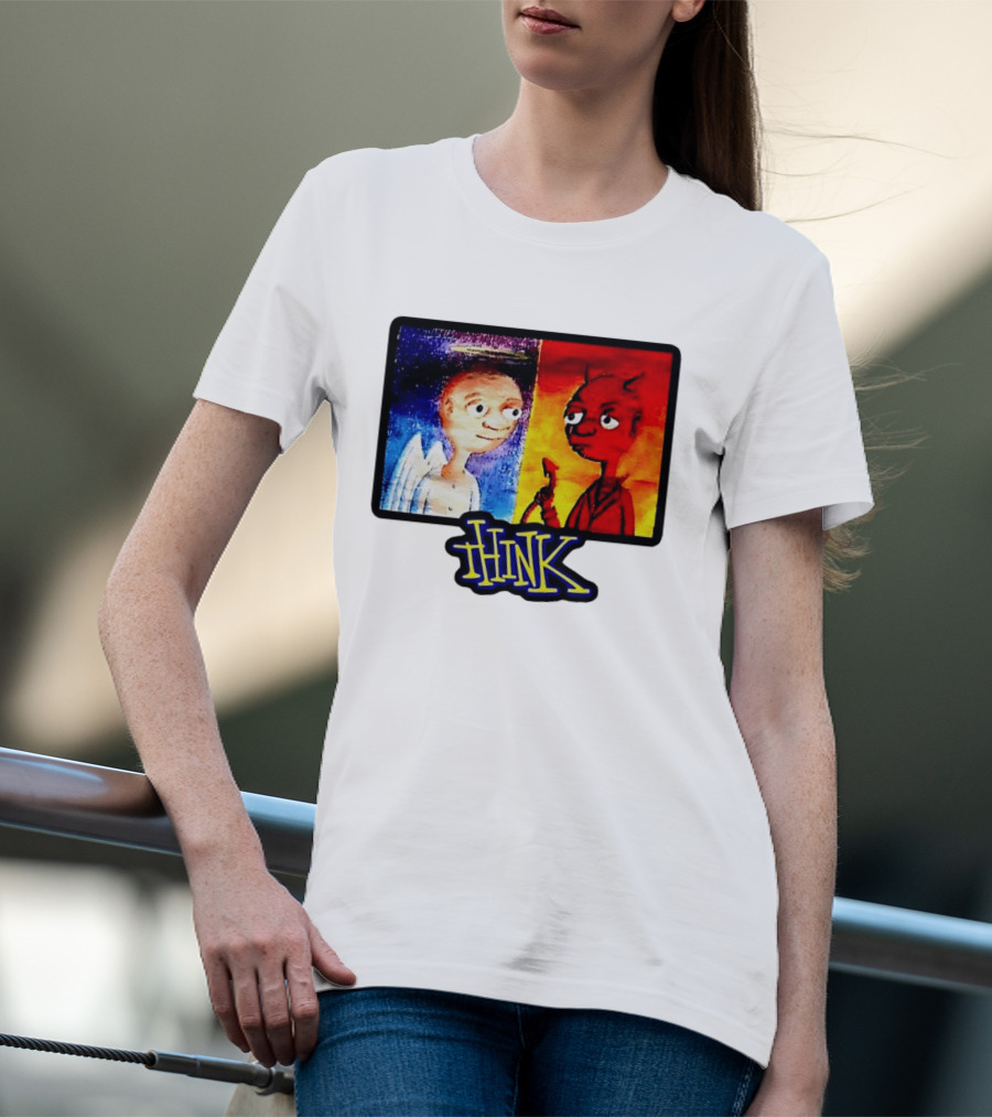 90s Classic Think Angel Vs Devil Cartoon TV Skateboard T-Shirt