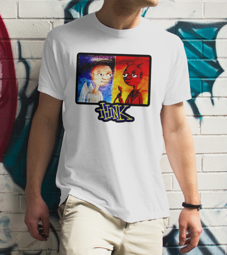90s Classic Think Angel Vs Devil Cartoon TV Skateboard T-Shirt