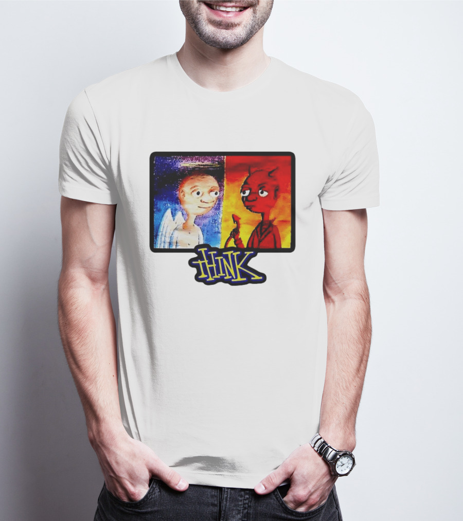 90s Classic Think Angel Vs Devil Cartoon TV Skateboard T-Shirt