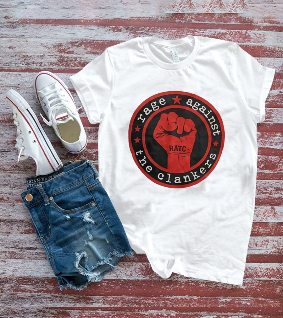 Rage Against The Clankers RATC Fist Emblem With Stars T-Shirt