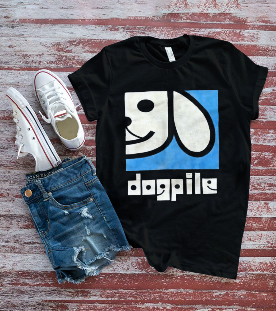 90s Dogpile Logo With Smiling Dog Face T-Shirt