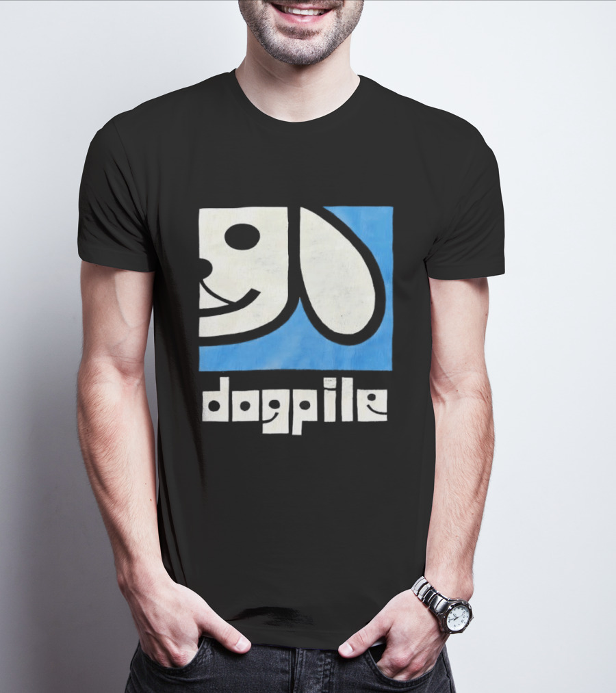 90s Dogpile Logo With Smiling Dog Face T-Shirt