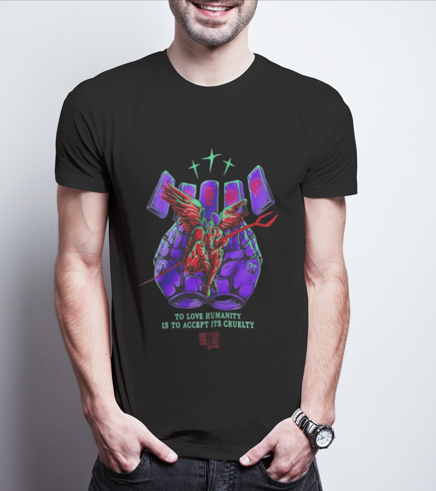 To Love Humanity Accept Its Cruelty Angel Devil Wings T-Shirt