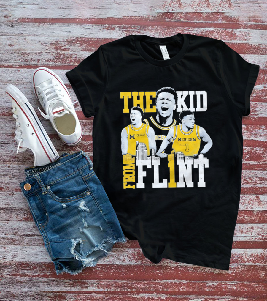 The Kid From Flint Trey McKenney Michigan Wolverines Basketball Skyline T-Shirt