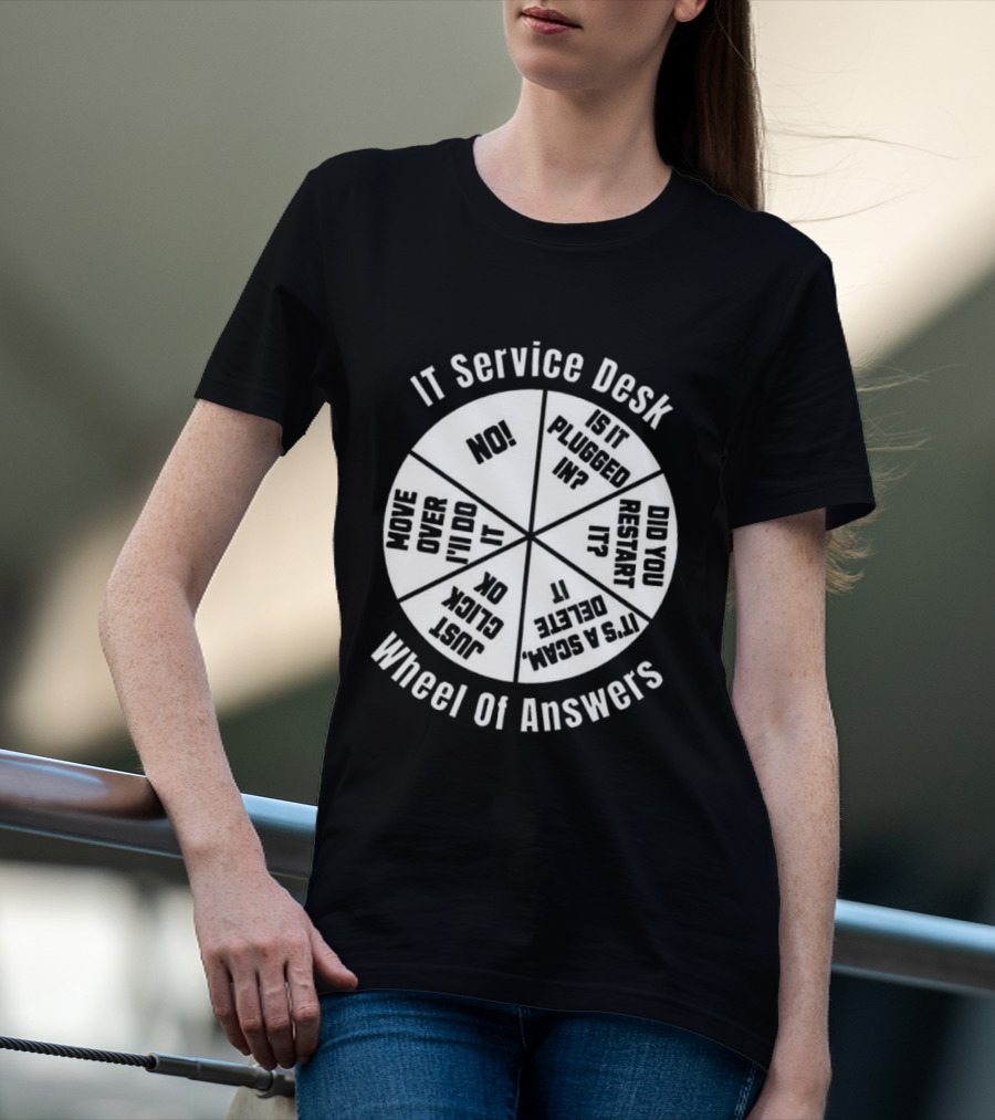 IT Service Desk Wheel Of Answers Funny Tech Support Guide T-Shirt