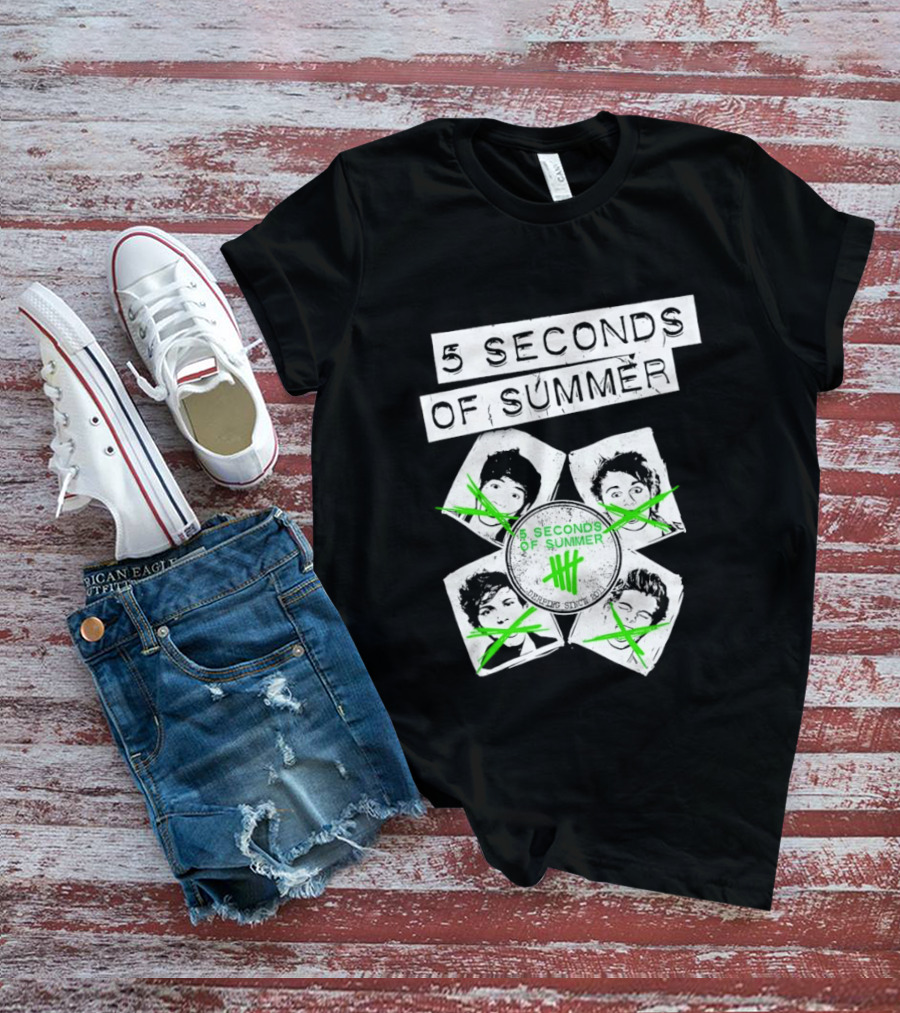 5 Seconds Of Summer 5SOS Green Iconic Faces Derping Since 2011 T-Shirt