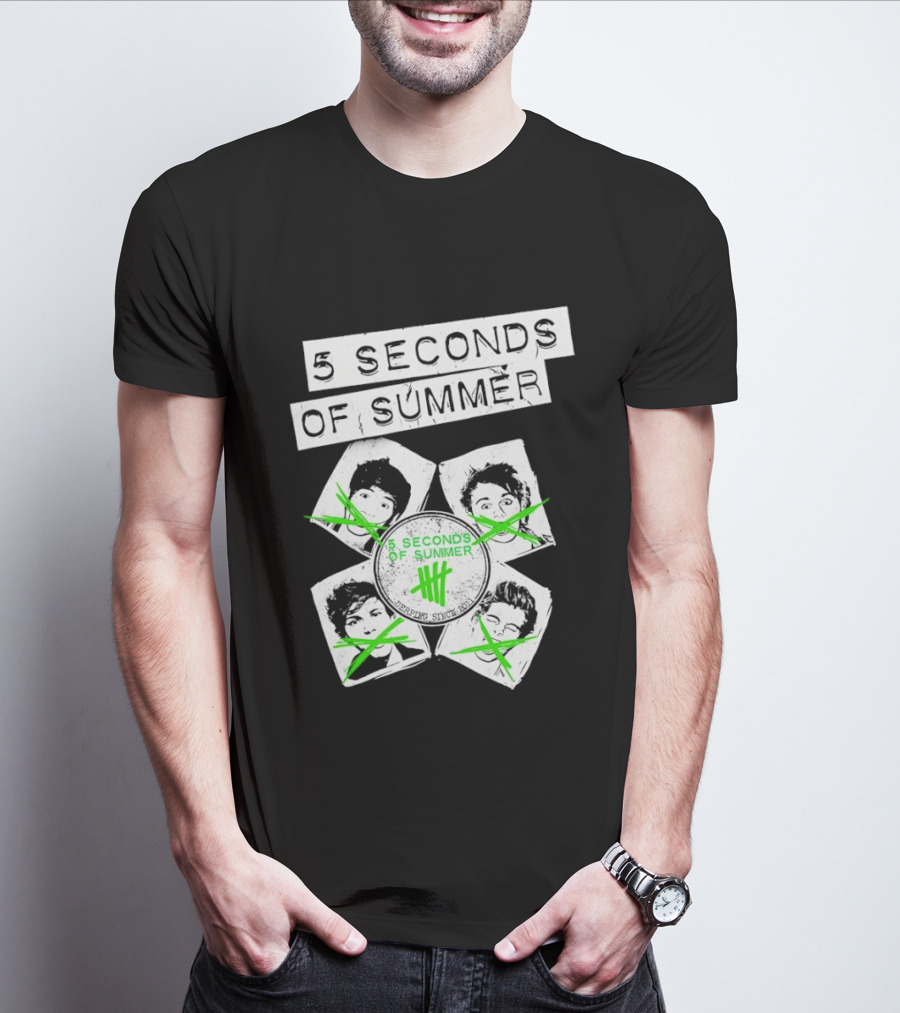 5 Seconds Of Summer 5SOS Green Iconic Faces Derping Since 2011 T-Shirt