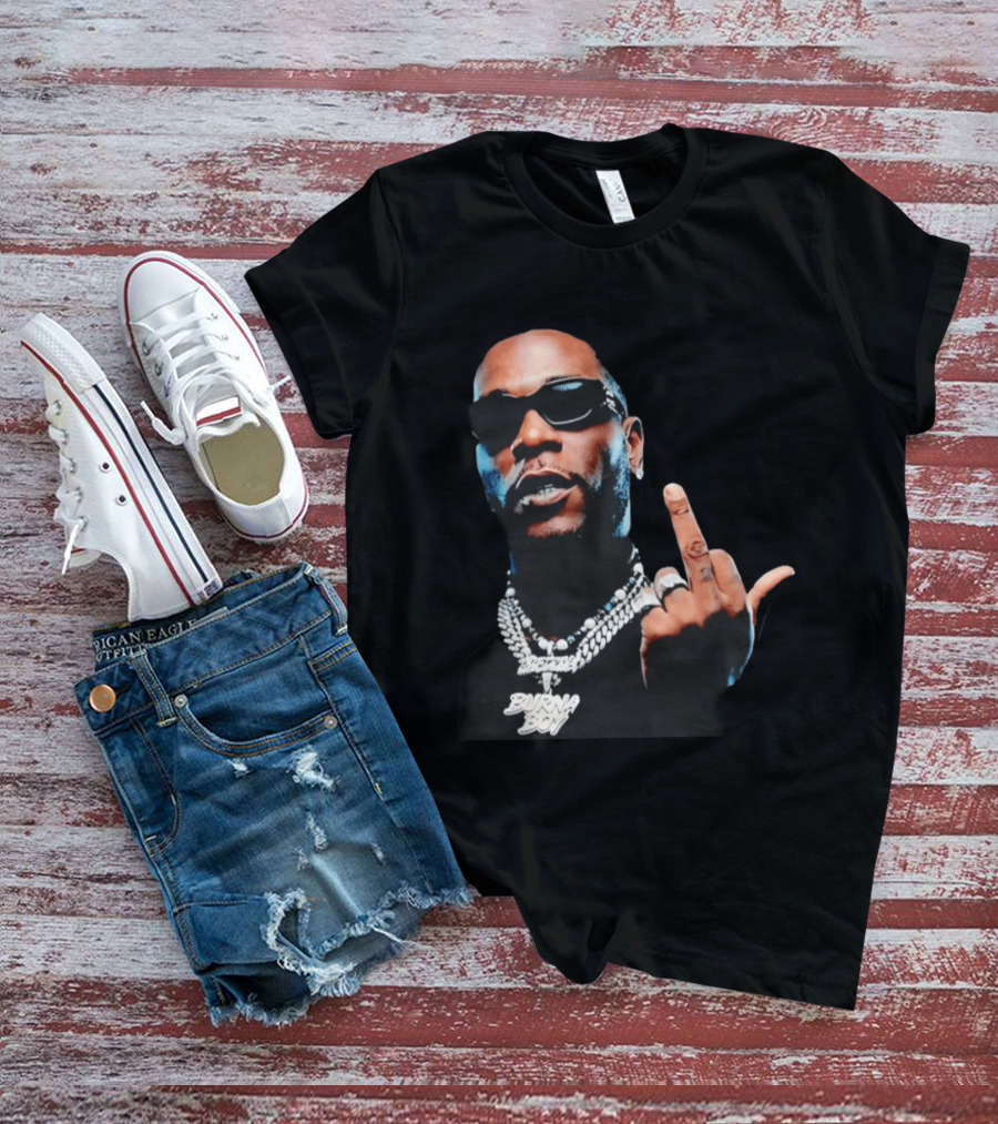 Burna Boy Middle Finger Gesture Bold Jewelry And Sunglasses Look T-Shirt