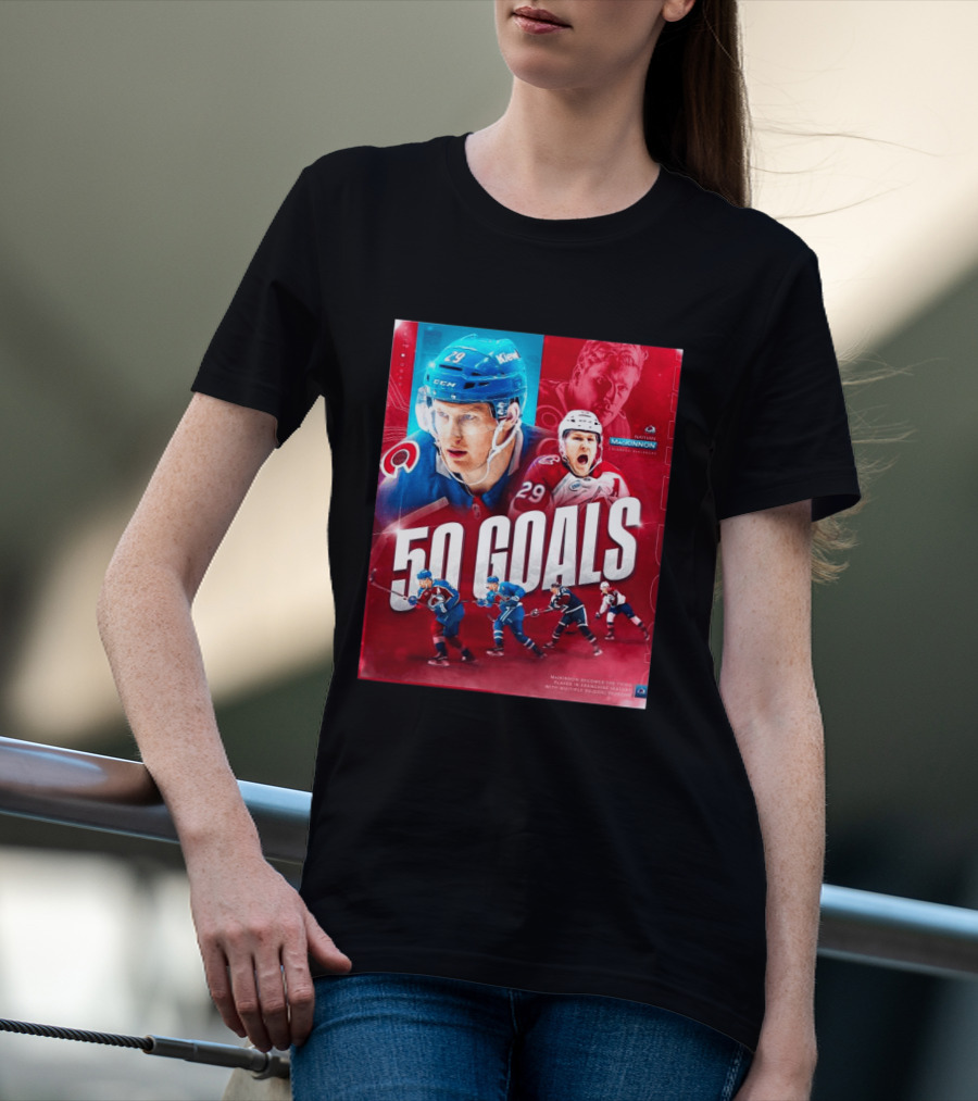 Colorado Avalanche Nathan MacKinnon 50 Goals Achievement NHL Career Milestone T-Shirt