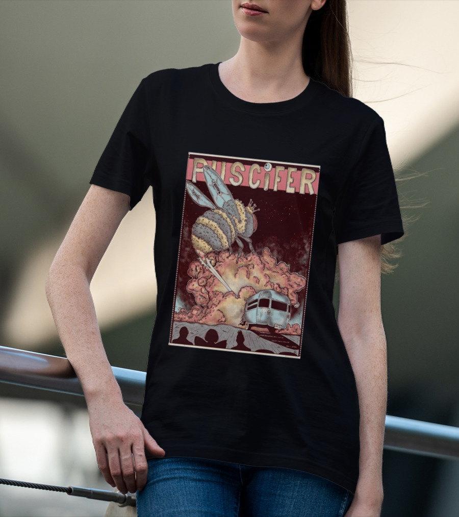 Puscifer Durham Performing Arts Center April 1 2026 Tour With Crowned Bee And Trailer T-Shirt