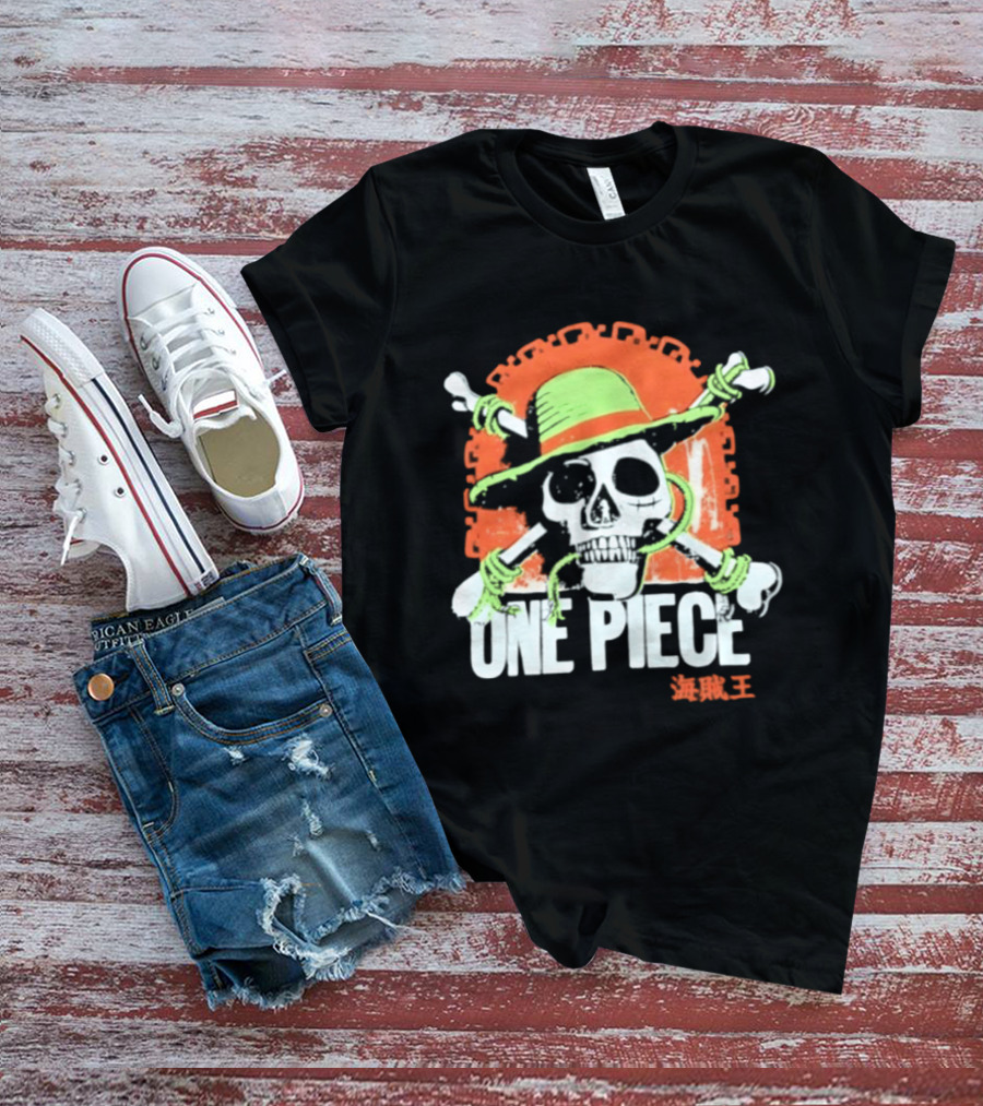 Ripple Junction One Piece Jolly Roger Skull With Hat T-Shirt