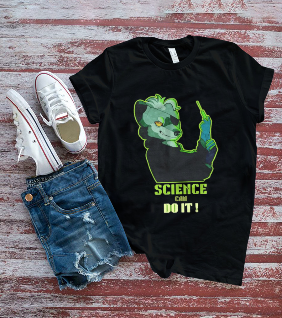 Science Can Do It Cartoon Panda With Test Tube T-Shirt