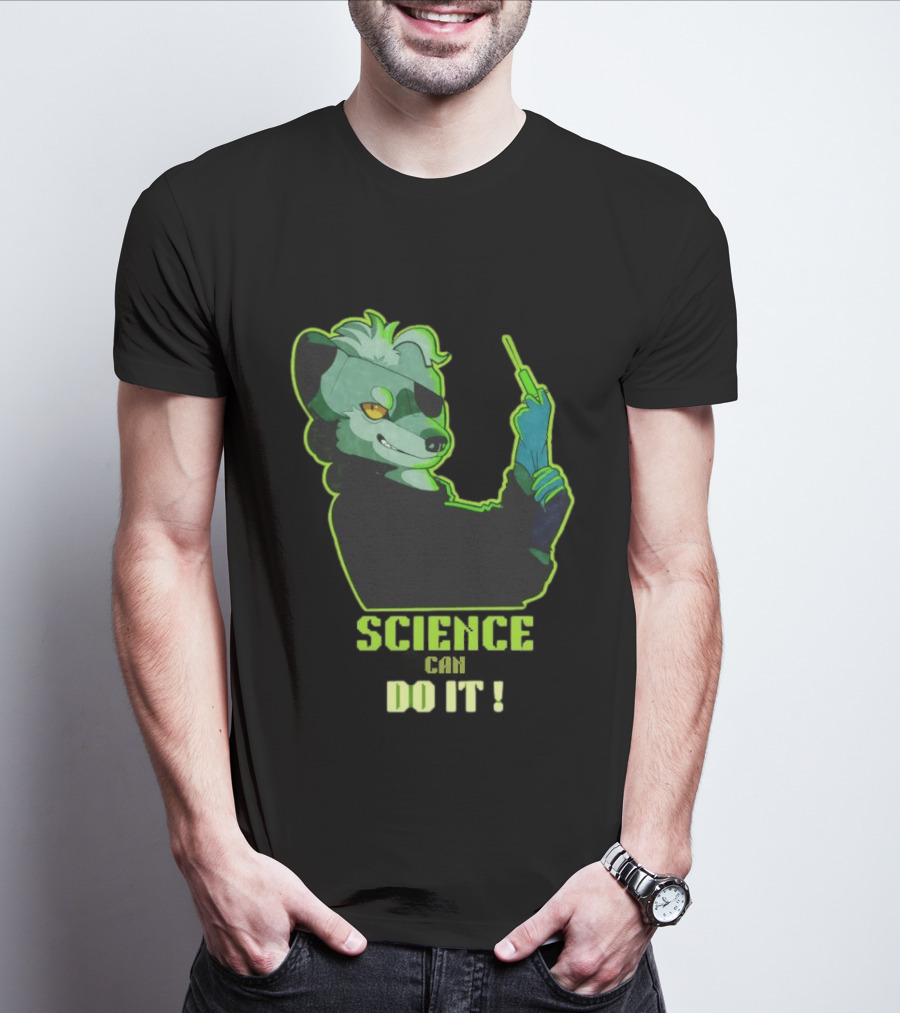 Science Can Do It Cartoon Panda With Test Tube T-Shirt