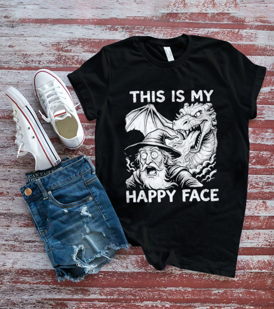 This Is My Happy Face Dungeon Master Dragon Wizard Expression T-Shirt