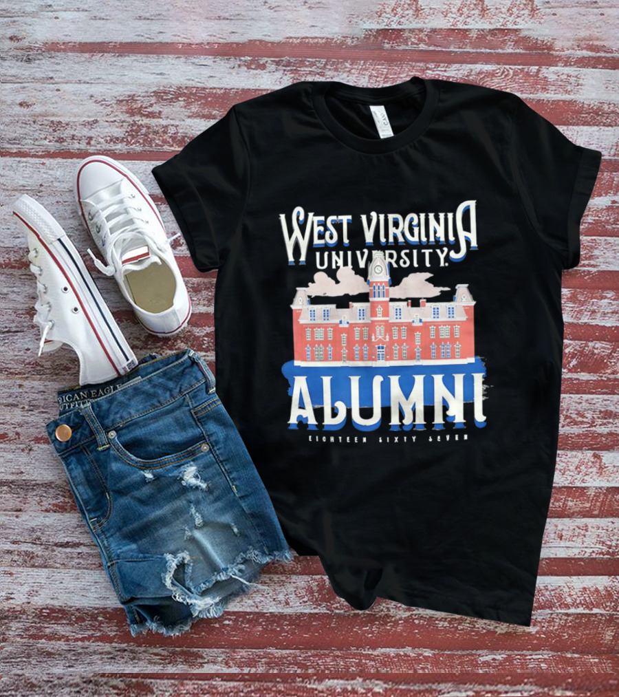 West Virginia University Alumni Eighteen Sixty Seven College Campus Building T-Shirt
