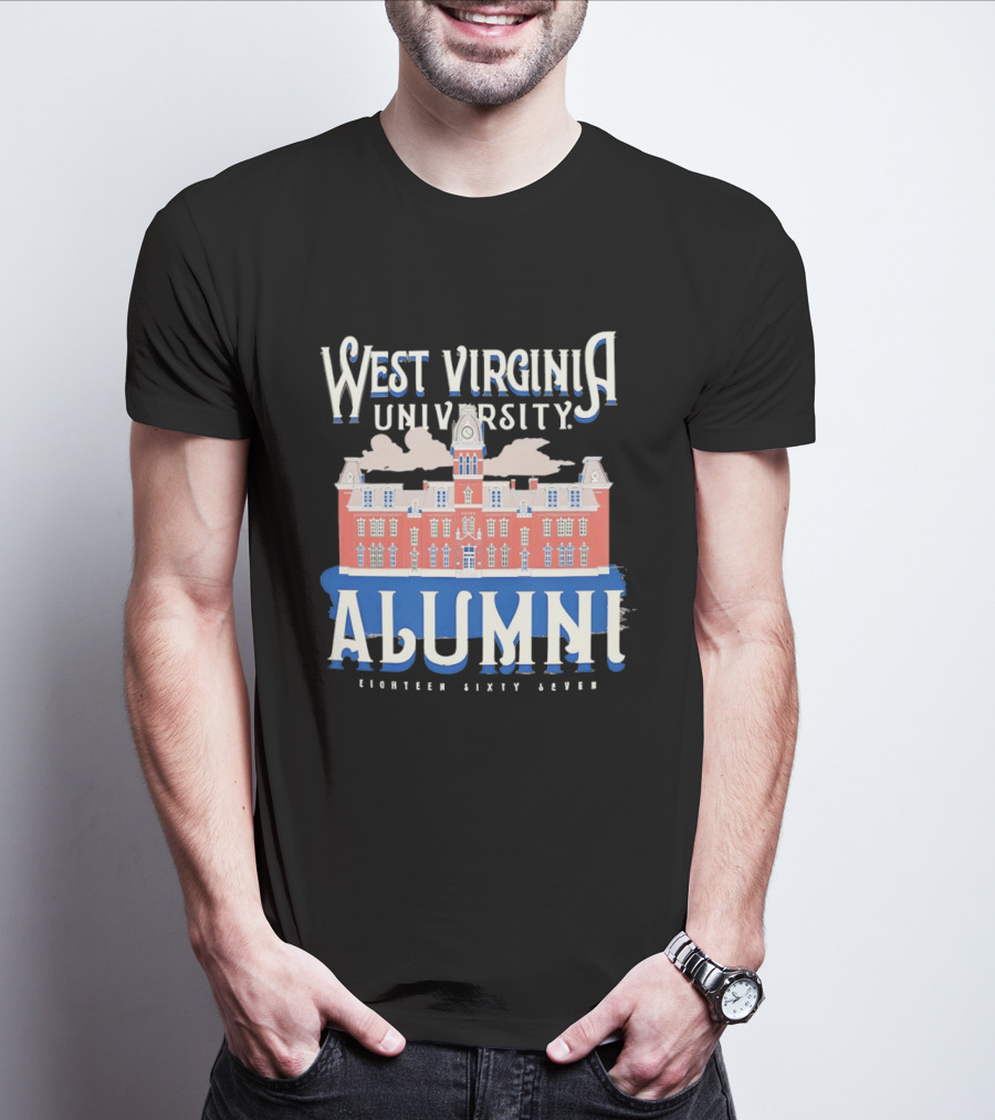 West Virginia University Alumni Eighteen Sixty Seven College Campus Building T-Shirt