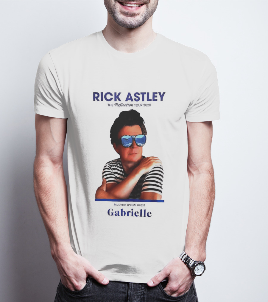 Rick Astley Tour 2026 Reflection Cool Shades Stripes T-Shirt