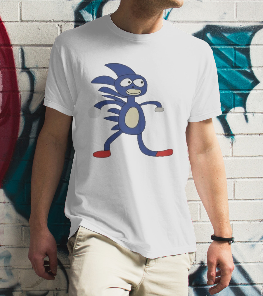 Sanic Meme Blue Hedgehog Parody Drawing T-Shirt