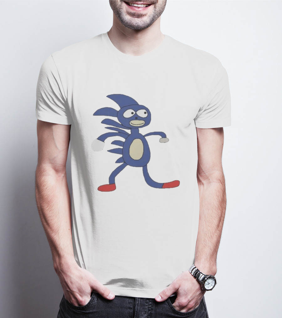 Sanic Meme Blue Hedgehog Parody Drawing T-Shirt